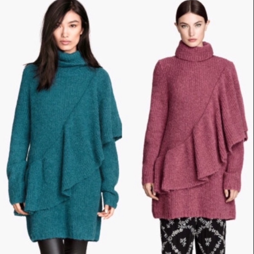 💫SOLD💫H&M Teal Soft Oversized Alpaca Turtleneck Sweaterdress